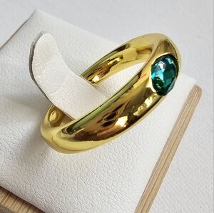 Emerald green dome cz 18k gold plate statement ring